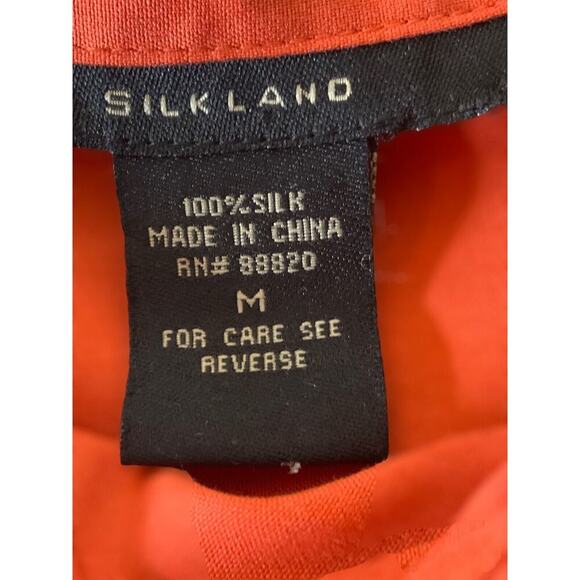 Silklano 100% Silk Blouse Womens Size Medium 3/4 Sleeves Button Front Shirt Red - Picture 5 of 5